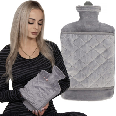 Termofor s plyšovým obalom 1,8l SPRINGOS HA5254 sivý