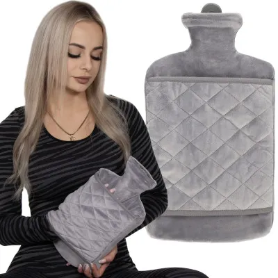 Termofor s plyšovým obalom 1,8l SPRINGOS HA5254 sivý