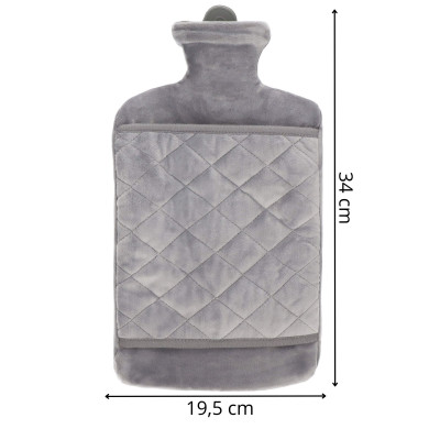 Termofor s plyšovým obalom 1,8l SPRINGOS HA5254 sivý