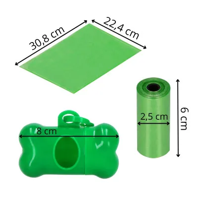 Vrecká na psie exkrementy + zásobník pevné SPRINGOS PA0255 zelené sada 432ks