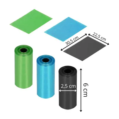 Vrecká na psie exkrementy pevné SPRINGOS PA0256 farebné súprava 54ks