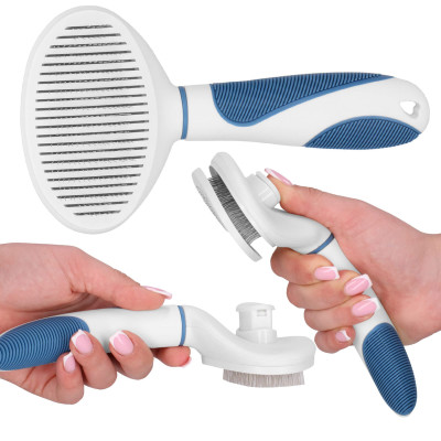 Samočistiaca kefa na srsť SPRINGOS PA0264 bielo-modrý