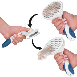 Samočistiaca kefa na srsť SPRINGOS PA0264 bielo-modrý