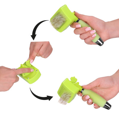 Samočistiaca kefa na srsť SPRINGOS PA0265 zelená