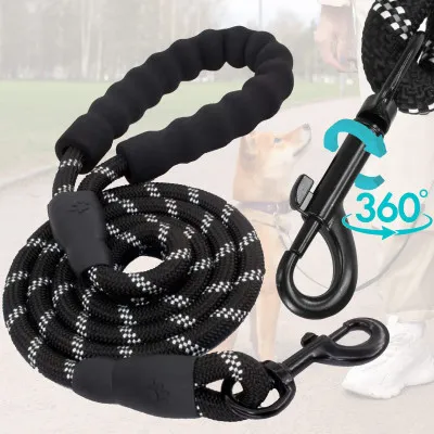 Lanové vodítko pre psa reflexné 5m 50kg SPRINGOS PA0332 čierne