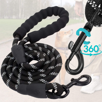 Lanové vodítko pre psa reflexné 5m 50kg SPRINGOS PA0332 čierne