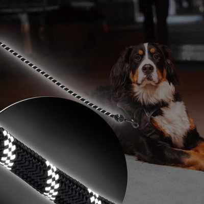 Lanové vodítko pre psa reflexné 3m 50kg SPRINGOS PA0331 čierne