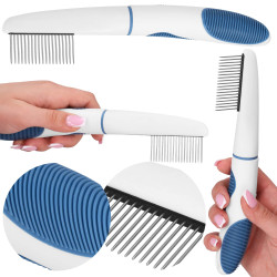 Hrebeň na srsť SPRINGOS PA0262 bielo-modrý