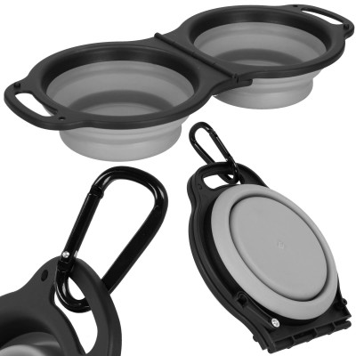 Skladacia miska pre psov duo SPRINGOS PA0327 sivá