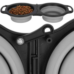 Skladacia miska pre psov duo SPRINGOS PA0327 sivá