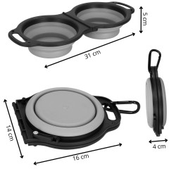 Skladacia miska pre psov duo SPRINGOS PA0327 sivá