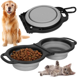 Skladacia miska pre psov duo SPRINGOS PA0327 sivá