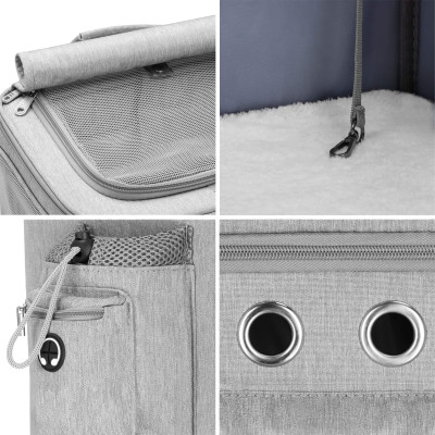 Prepravka pre psy a mačky 2-poschodia na kolieskach SPRINGOS PA0326 sivá