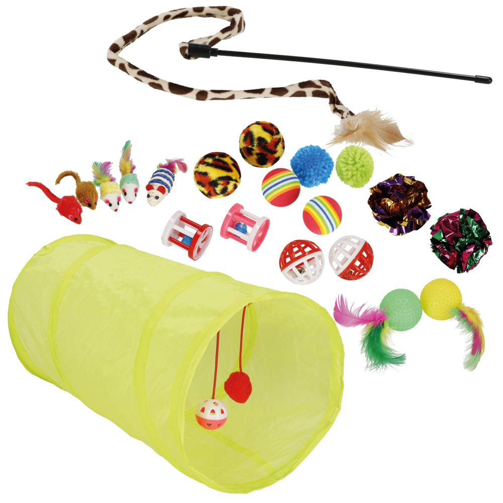 Interaktívna hračka pre mačku - Udice s hračkami + tunel 21 prvkov SPRINGOS PA1072