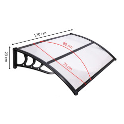 Vchodová strieška 120x75 cm SPRINGOS POLYROOF čierna/transparentná