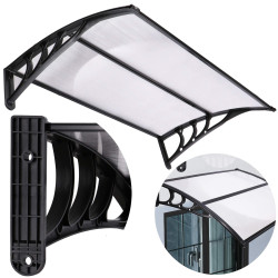 Vchodová strieška 120x75 cm SPRINGOS POLYROOF čierna/transparentná