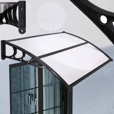 Vchodová strieška 120x75 cm SPRINGOS POLYROOF čierna/transparentná