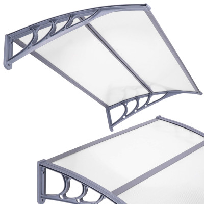 Vchodová strieška 120x75 cm SPRINGOS POLYROOF sivá/transparentná