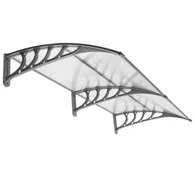 Vchodová strieška 200x95 cm SPRINGOS POLYROOF sivá/transparentná