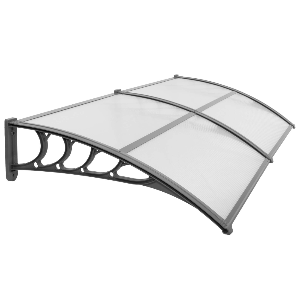 Vchodová strieška 200x95 cm SPRINGOS POLYROOF sivá/transparentná