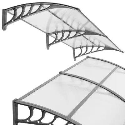 Vchodová strieška 200x95 cm SPRINGOS POLYROOF sivá/transparentná