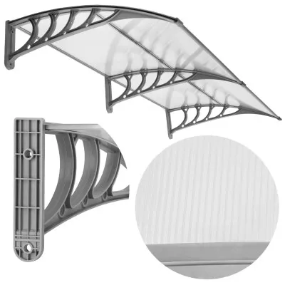 Vchodová strieška 200x95 cm SPRINGOS POLYROOF sivá/transparentná