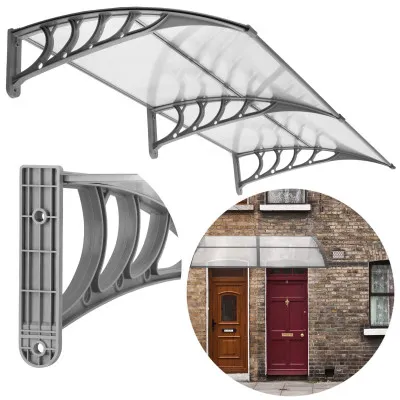 Vchodová strieška 200x95 cm SPRINGOS POLYROOF sivá/transparentná