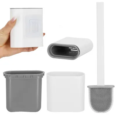 Silikónová štetka na záchod s nádobou SPRINGOS TB0018 biela