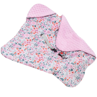 Zavinovačka do autosedačky obojstranná 77x77 cm SPRINGOS FLOWER ružová
