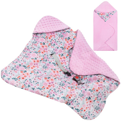 Zavinovačka do autosedačky obojstranná 77x77 cm SPRINGOS FLOWER ružová