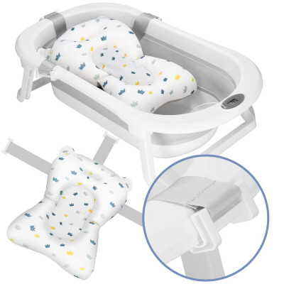 Vanička pre bábätko s teplomerom + podložka skladacia 40L SPRINGOS MIZZY sivá