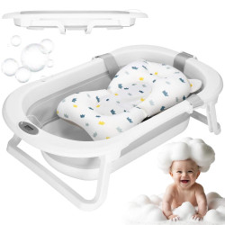 Vanička pre bábätko s teplomerom + podložka skladacia 40L SPRINGOS MIZZY sivá