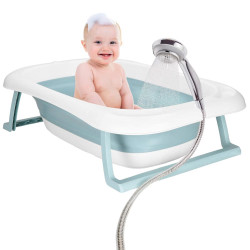 Vanička pre bábätko s teplomerom + podložka skladacia 35L SPRINGOS TINNIO modrá