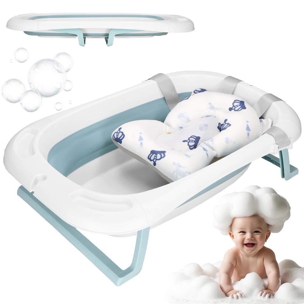 Vanička pre bábätko s teplomerom + podložka skladacia 35L SPRINGOS TINNIO modrá