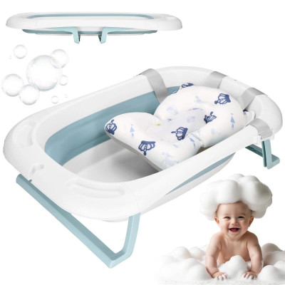 Vanička pre bábätko s teplomerom + podložka skladacia 35L SPRINGOS TINNIO modrá