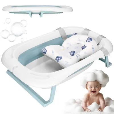 Vanička pre bábätko s teplomerom + podložka skladacia 35L SPRINGOS TINNIO modrá