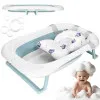Vanička pre bábätko s teplomerom + podložka skladacia 35L SPRINGOS TINNIO modrá