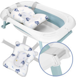 Vanička pre bábätko s teplomerom + podložka skladacia 35L SPRINGOS TINNIO modrá