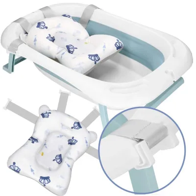 Vanička pre bábätko s teplomerom + podložka skladacia 35L SPRINGOS TINNIO modrá