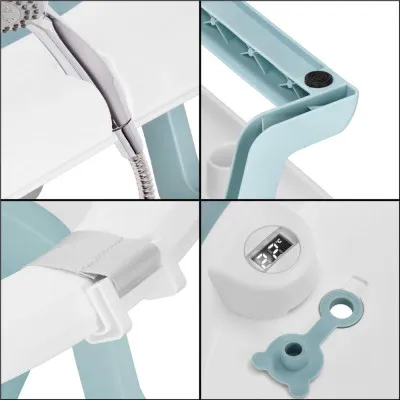 Vanička pre bábätko s teplomerom + podložka skladacia 35L SPRINGOS TINNIO modrá