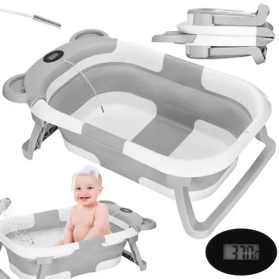 Vanička pre bábätko s teplomerom skladacia 27L SPRINGOS BAMBINA šedá