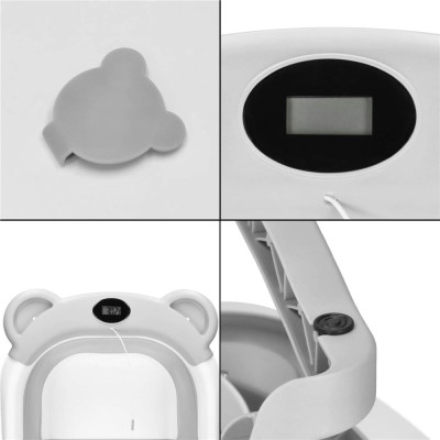 Vanička pre bábätko s teplomerom skladacia 27L SPRINGOS BAMBINA šedá