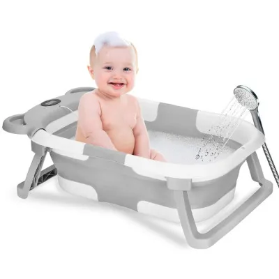 Vanička pre bábätko s teplomerom skladacia 27L SPRINGOS BAMBINA šedá