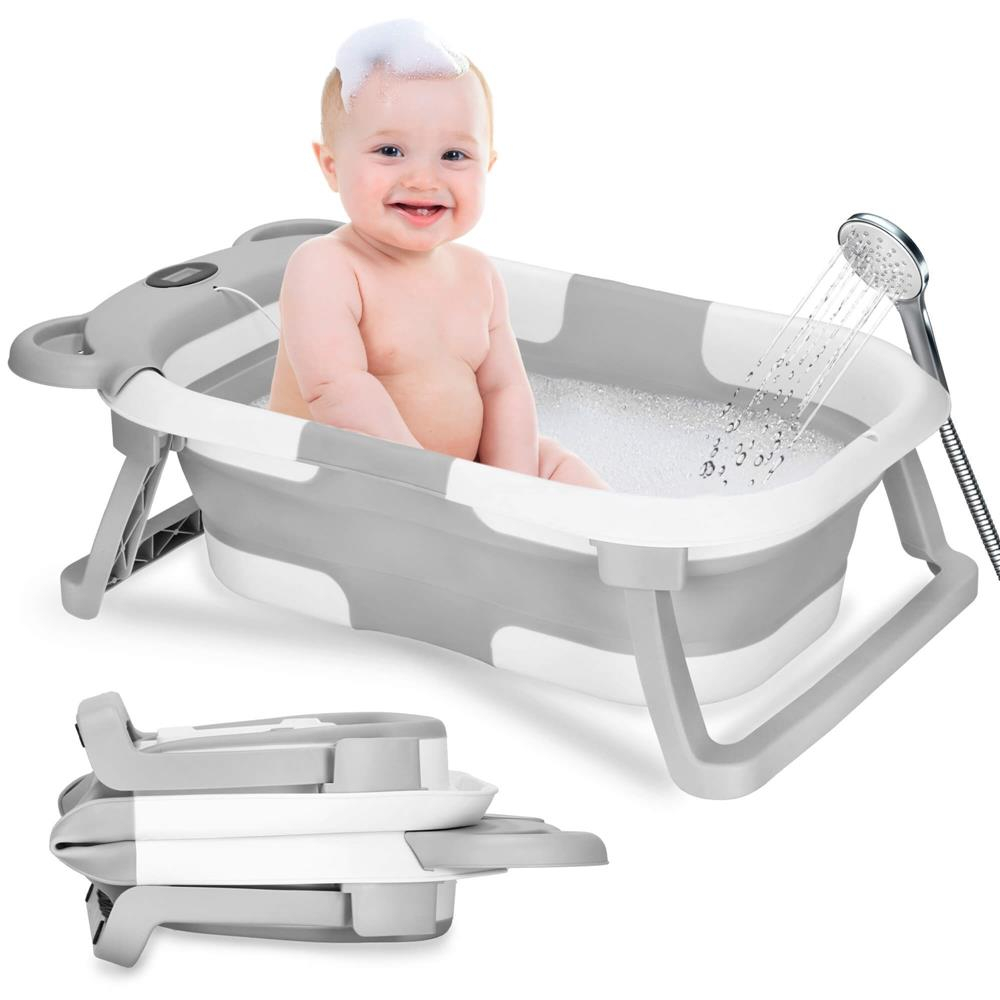 Vanička pre bábätko s teplomerom skladacia 27L SPRINGOS BAMBINA šedá