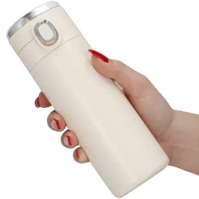 Nerezová termoska s teplomerom 420 ml SPRINGOS THERMOS krémová