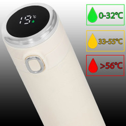 Nerezová termoska s teplomerom 420 ml SPRINGOS THERMOS krémová