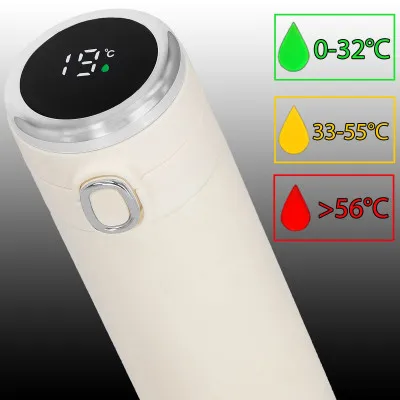 Nerezová termoska s teplomerom 420 ml SPRINGOS THERMOS krémová