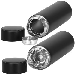 Nerezová termoska s teplomerom + sitko 500 ml SPRINGOS THERMOS čierna