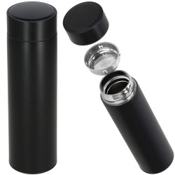 Nerezová termoska s teplomerom + sitko 500 ml SPRINGOS THERMOS čierna