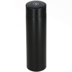 Nerezová termoska s teplomerom + sitko 500 ml SPRINGOS THERMOS čierna